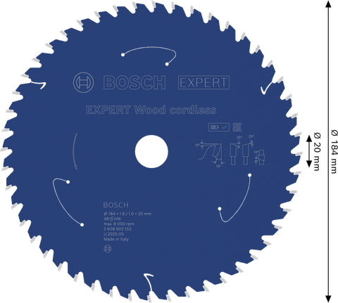 Lamă de ferăstrău circular fără fir Bosch EXPERT Wood 184 mm T48.