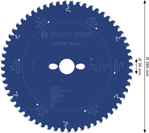 Lamă de ferăstrău circular pentru lemn Bosch EXPERT, 260 mm 60 dinti.