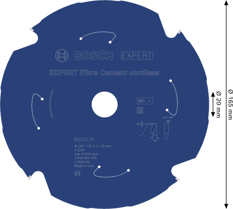 Lamă de ferăstrău fără fir pentru fibrociment Bosch EXPERT, 165 mm.
