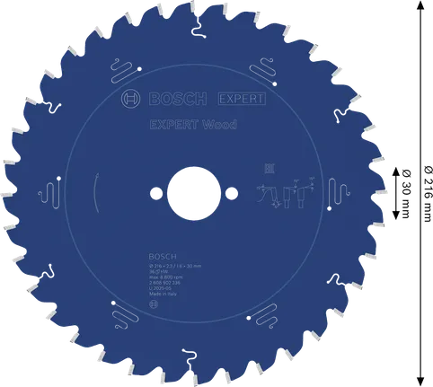 Lamă de ferăstrău circular pentru lemn Bosch EXPERT, 216 mm, 36 dinți.