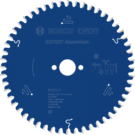 Lamă de ferăstrău circulară Bosch EXPERT pentru aluminiu, 165 mm, 52 de dinți.