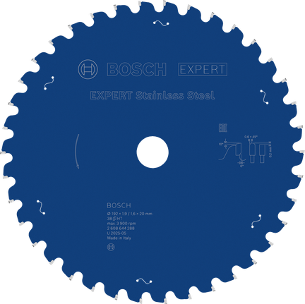 Lamă de ferăstrău circular Bosch EXPERT din oțel inoxidabil, 192 mm.