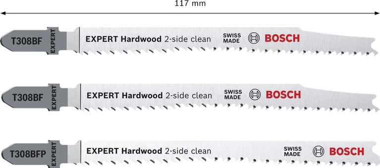 Set de lame de fierăstrău vertical Bosch EXPERT Hardwood, curățare pe 2 laturi, 3 bucăți.