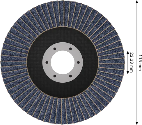 Disc lamelar Bosch X451 115 mm granulație 60 pentru șlefuirea metalului.