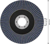 Disc lamelar Bosch X451 115 mm G120 pentru șlefuirea metalului.