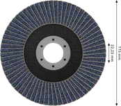 Disc lamelar Bosch X451 115 mm G80 pentru șlefuirea metalelor.