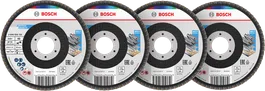 Set discuri abrazive lamelare Bosch X451, 115 mm, granulații asortate.