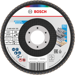 Disc lamelar Bosch X451 115 mm G80 pentru materiale multiple.