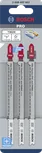 Lame de ferăstrău pendular Bosch PRO Plastics PVC și PMMA Clean T302H, pachet de 3.