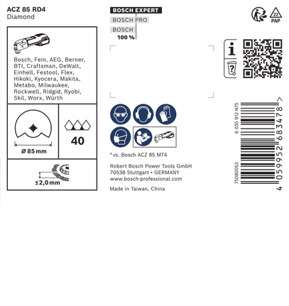 Bosch EXPERT ACZ 85 RD4 lamă cu segment de chit diamantat, 85 mm.