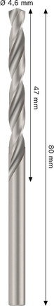 Burghiu spiralat Bosch PRO Metal HSS-G 4,6x47x80 mm.