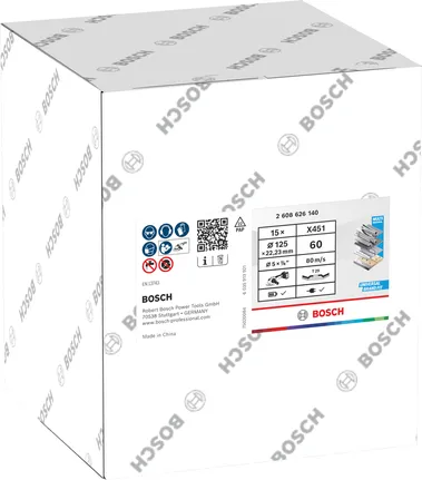Disc abraziv lamelar Bosch X451 125 mm G60, cutie de 15.