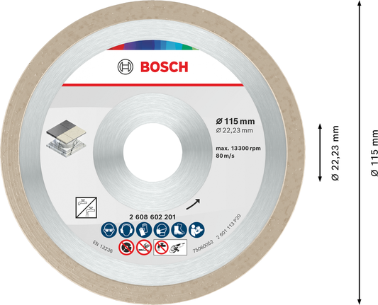 Disc de tăiere ceramic Bosch 115 mm pentru plăci ceramice.