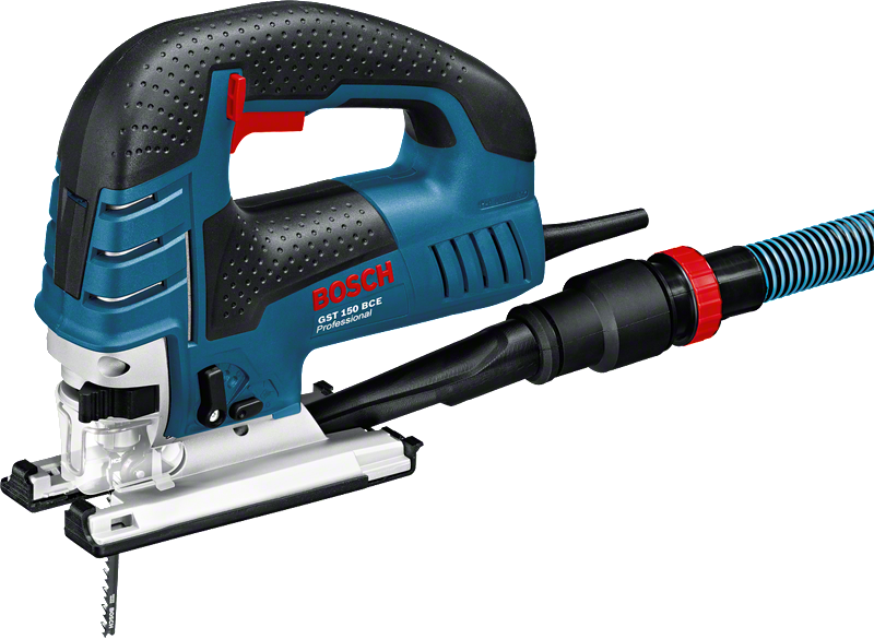 Ferăstrău vertical Bosch GST 150 BCE cu putere de 780 W și adâncime de tăiere a lemnului de 150 mm.