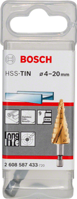 Bosch HSS-TiN степенаста бургија 4–20 mm.