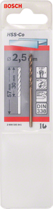 Bosch бургија за метал HSS-Co 2,5 мм DIN 338.