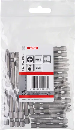 Пакет битова за одвијач Bosch PH2 49 mm 1/4″.
