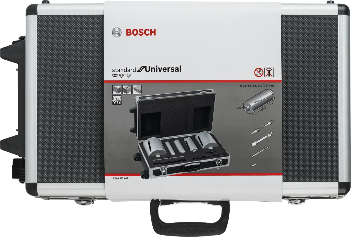 Bosch сет од 5 дијамантских језгара за суво сечење у кутији.