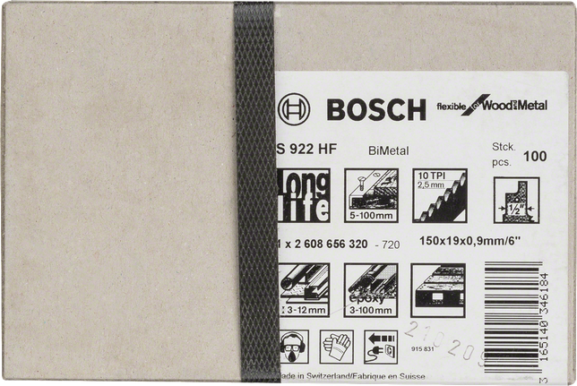 Bosch С 922 ХФ Биметални листови тестере за дрво и метал.
