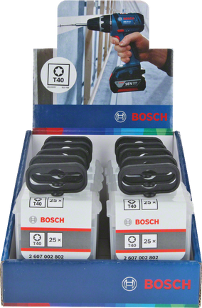 Bosch Т40 битови за одвијач, паковање од 25 комада у кутији за излагање.