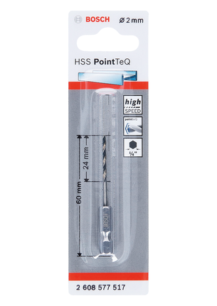 Bosch 2mm HSS PointTeQ шестоугаона бургија.