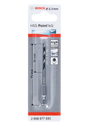 Bosch HSS PointTeQ шестоугаона бургија 3,3 мм.