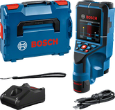 Bosch D-Tect 200 C зидни скенер са екраном и додатном опремом.