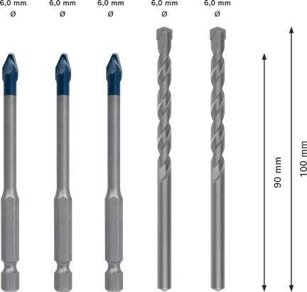 Bosch EXPERT HEX-9 сет бургија од тврде керамике 6 mm.
