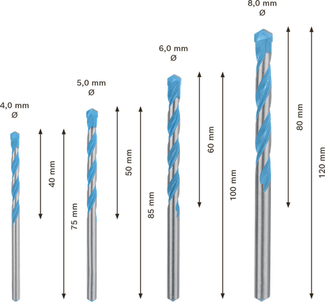 Bosch EXPERT MultiConstruction CYL-9 сет бургија, 4 дела.