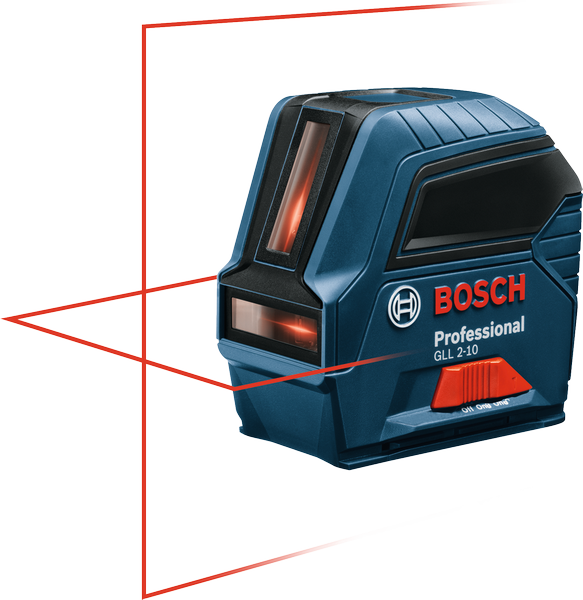 Bosch ГЛЛ 2-10 ласерски нивелир пројектује укрштене линије.