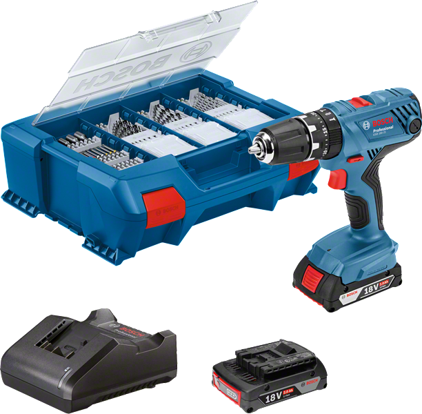 Bosch GSB 18V-21 акумулаторска бушилица са сетом бургија.