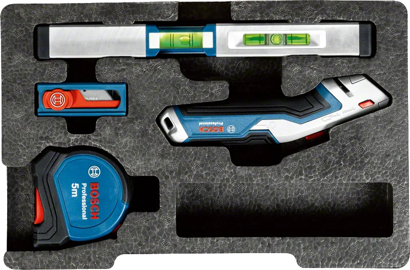 Bosch сет ручног алата од 13 делова са метарском траком и ласерским мерним уређајем.