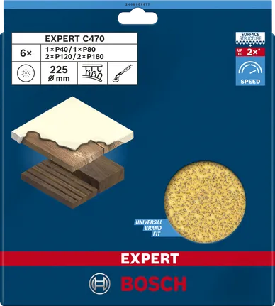 Bosch EXPERT C470 брусни папир 225 mm, пакет од 6 комада.