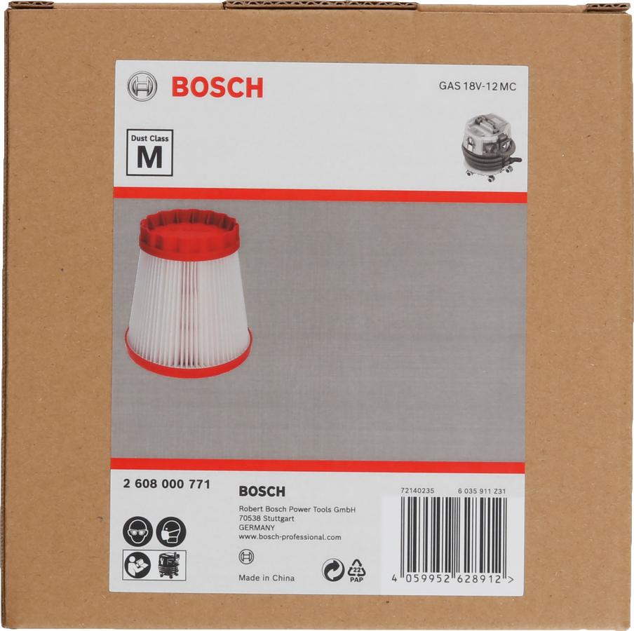 Bosch М класа филтер 158x158x160мм за ГАС 18V-12 MC.
