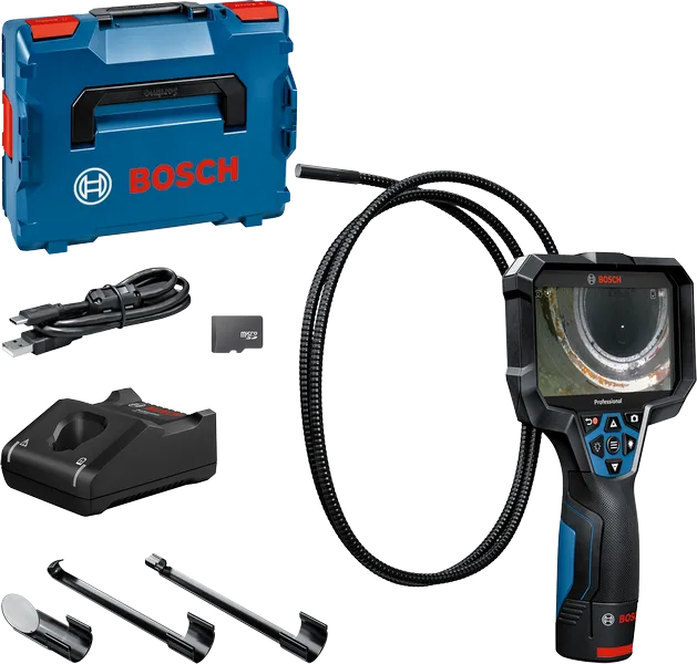 Bosch GIC 12V-5-27 C инспекцијска камера са додатном опремом.