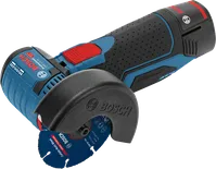 Bosch GWS 12V-76 акумулаторска угаона брусилица са резним дисковима.