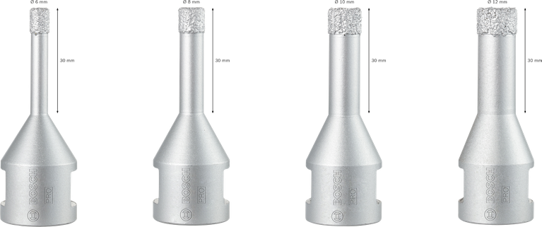 Bosch PRO сет од 4 керамичка језгра за суво сечење, M14.