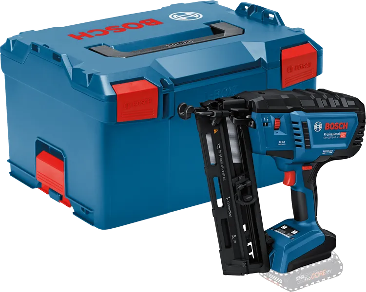 Bosch акумулаторски ексер GNH 18V-64 M са торбом за ношење.