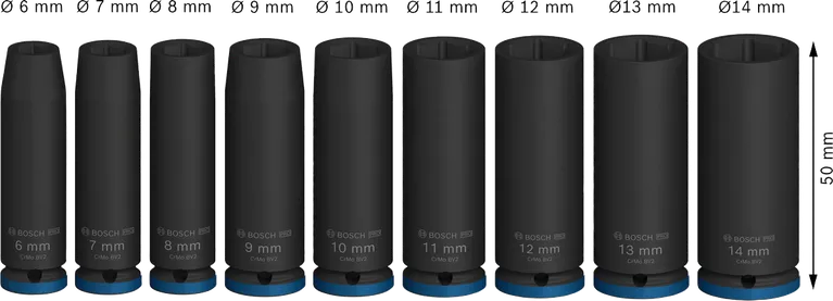 Bosch PRO сет ударних насадних кључева дубине 1/4 инча, 9 делова.