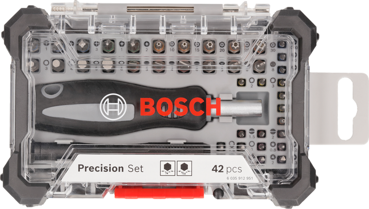 Bosch сет прецизних битова за одвијаче, 42 дела у витрини.