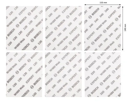 Bosch EXPERT W480 Web сет брусних листова за ручно брушење 1/4, 6 делова.