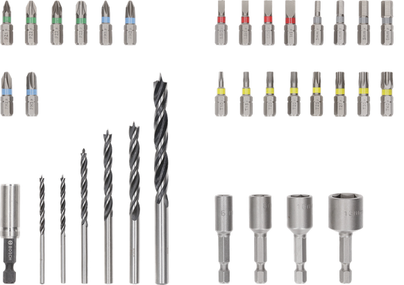 Bosch сет од 35 екстра тврдих битних одвијача и ПРО бургија за дрво.