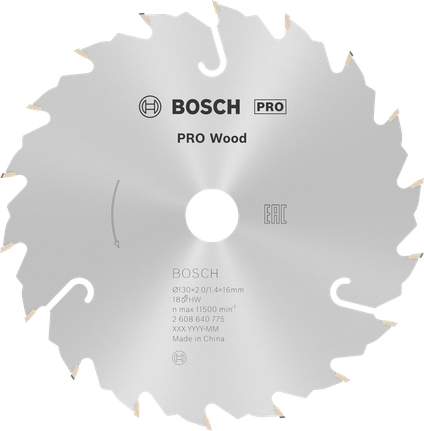 Лист кружне тестере Bosch PRO Wood, 130 mm T18.