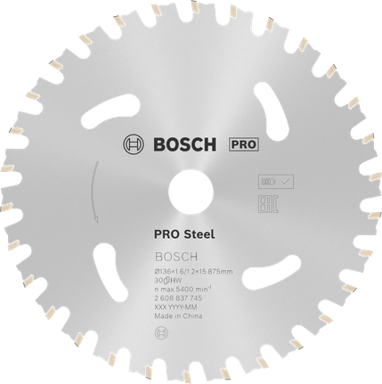 Bosch PRO Steel сечиво кружне тестере 136 mm, 30 зубаца.