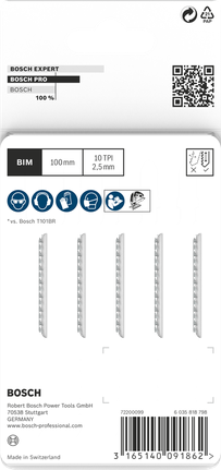 Bosch PRO лист убодне тестере за тврдо дрво, обрнуто T101BRF, 100 мм, 5 комада.