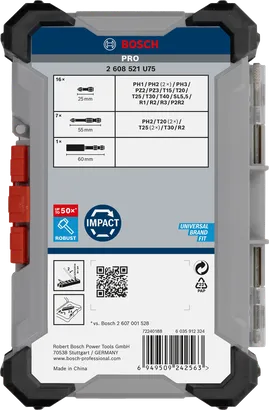 Bosch PRO Impact сет битова за одвијач, 24 дела.