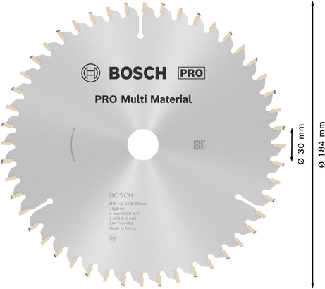 Bosch PRO Multi Material сечиво кружне тестере 184 мм.