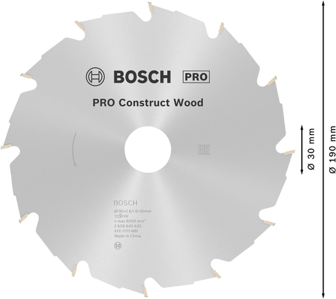 Bosch PRO Construct лист кружне тестере за дрво 190 mm.