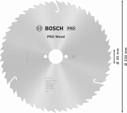 Лист кружне тестере Bosch PRO Wood 230 mm, 30 зубаца.