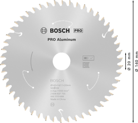 Bosch PRO Алуминијумски кружни лист тестере 140 мм 50 зубаца.